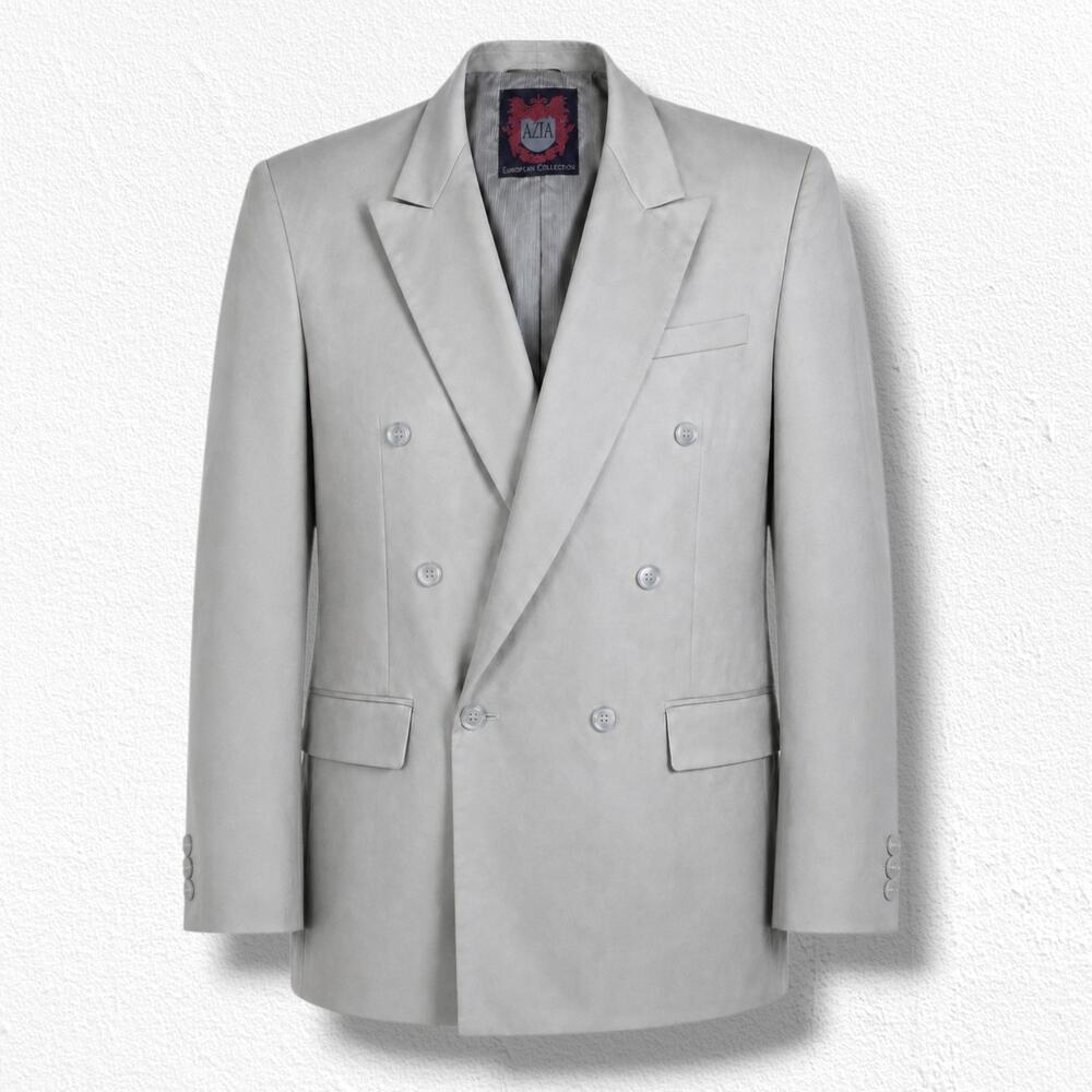 Vintage 80s Beige Double Breasted Oversized Longline Blazer Size 50R Mens